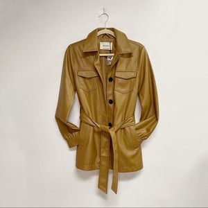 Stradivarius Beige Faux Leather Tie Waist Jacket